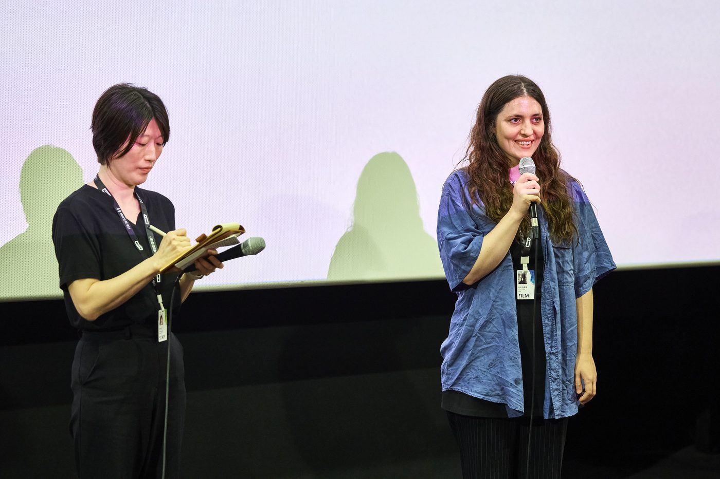 Interpreting a stage greeting at the film festival